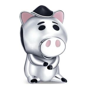 Sterling Silver Hamm Charm from Toy Story with Pink Accents